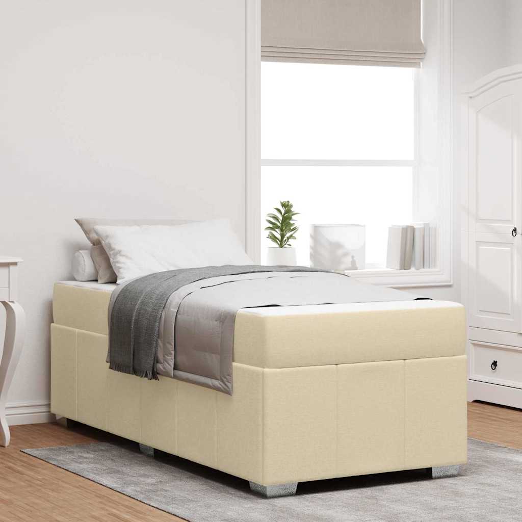 Struttura del letto con materasso Crema 100 x 200 cm Tessuto | homemem39