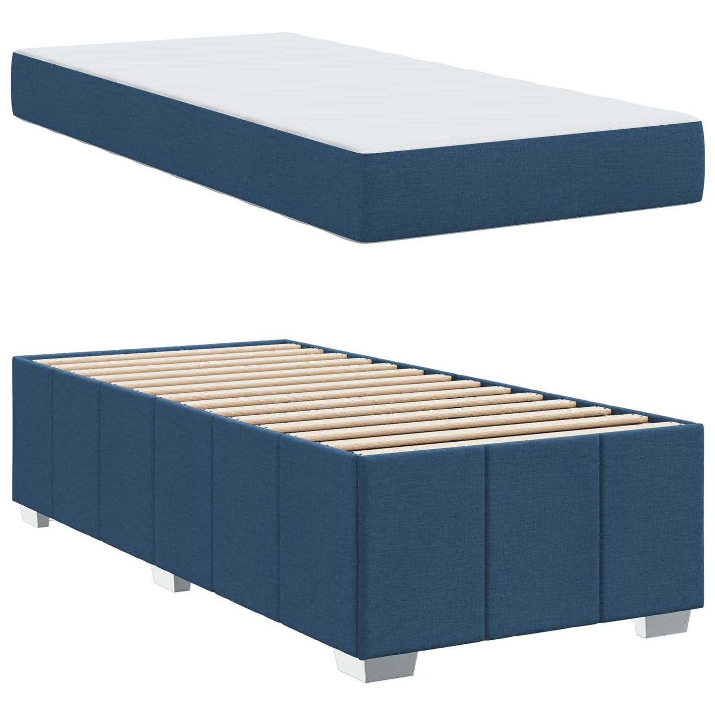 Struttura del letto con materasso Blu 100 x 200 cm Tessuto | homemem39