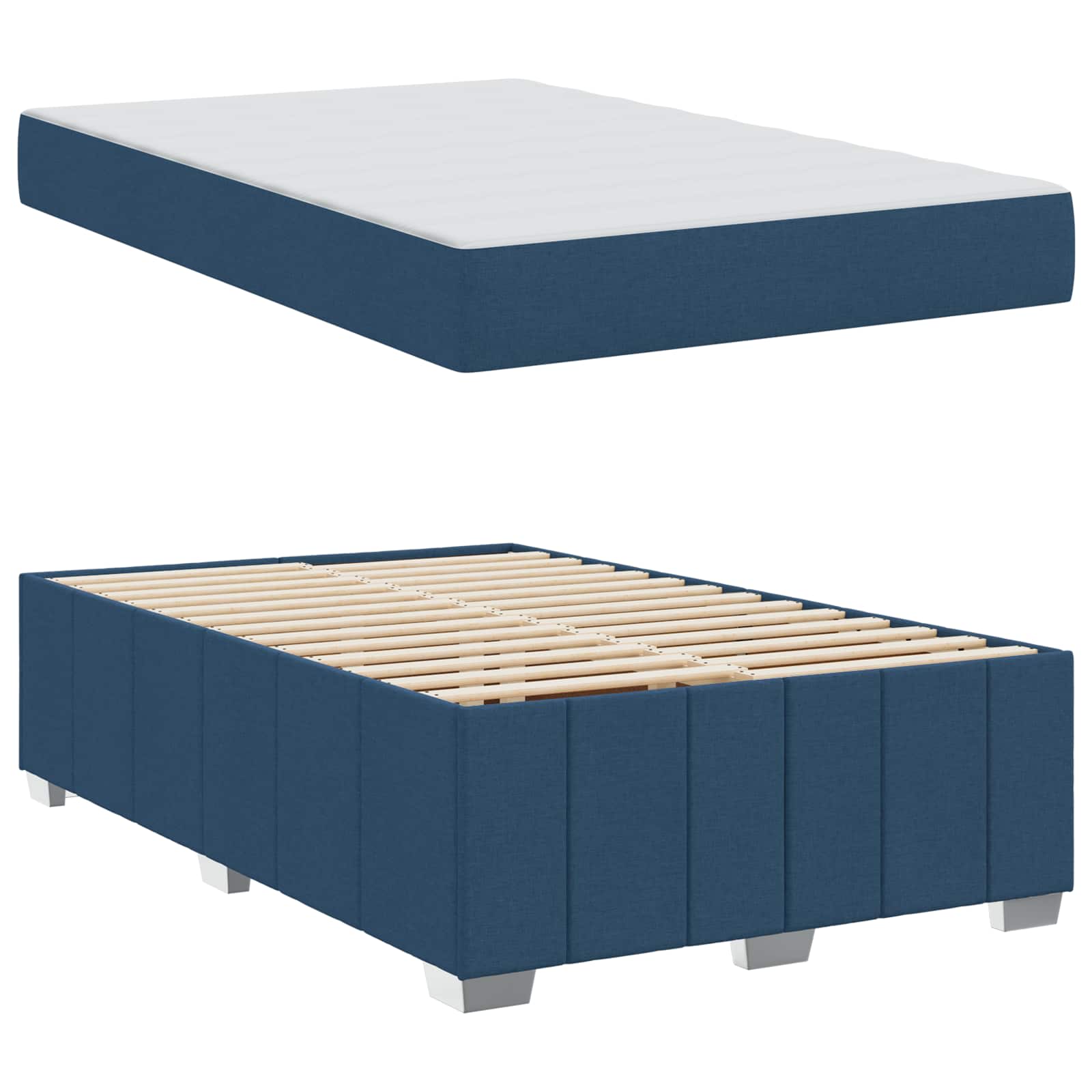Struttura del letto con materasso Blu 120 x 200 cm Tessuto | homemem39