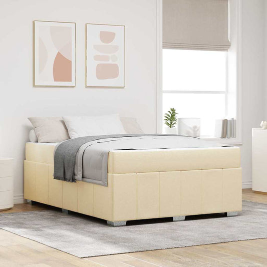 Struttura del letto con materasso Crema 140 x 200 cm Tessuto