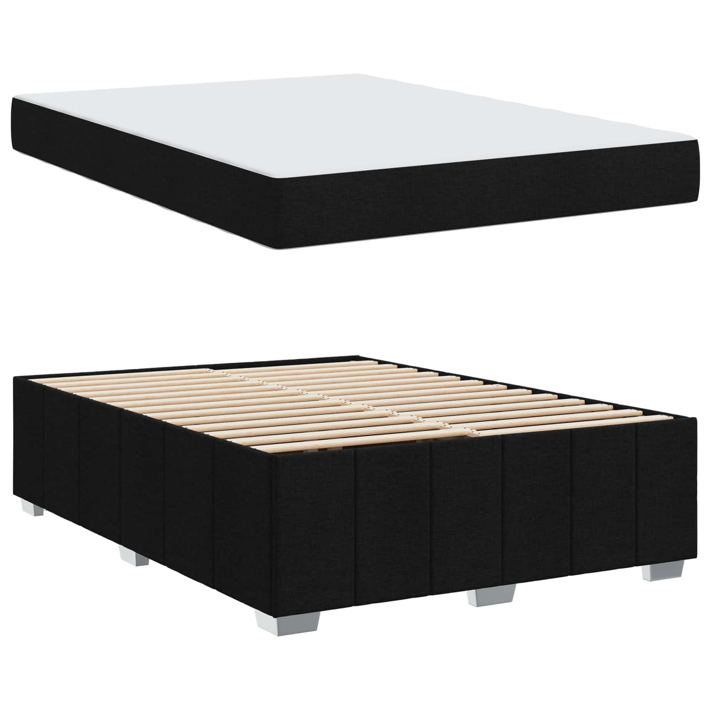 Struttura del letto con materasso Nero 160 x 200 cm Tessuto | homemem39