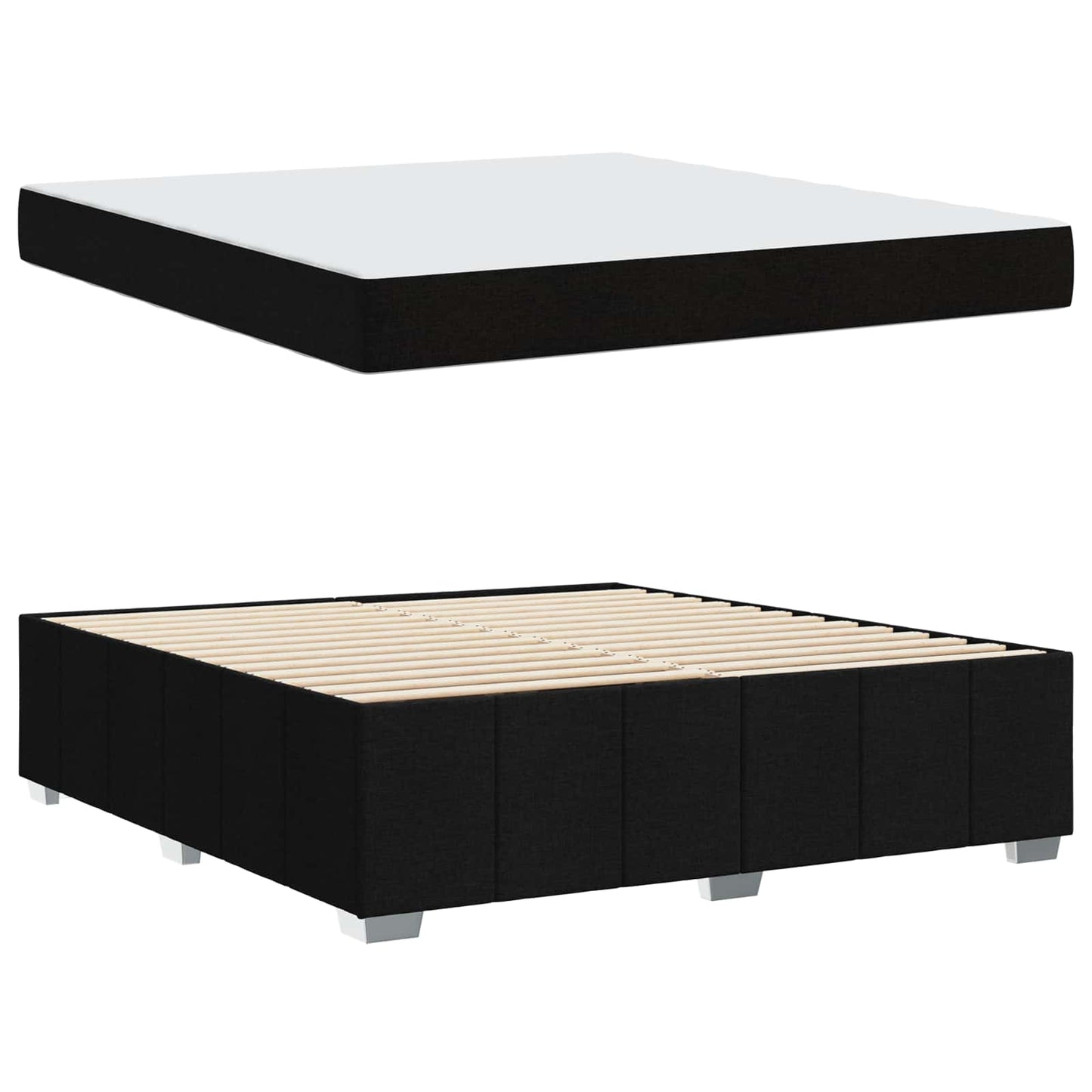 Struttura del letto con materasso Nero 180 x 200 cm Tessuto | homemem39