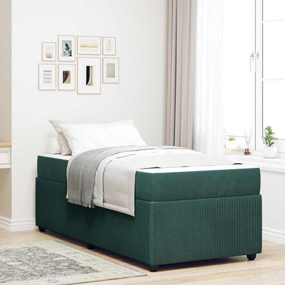Struttura letto con materasso Verde scuro 80 x 200 cm Velluto