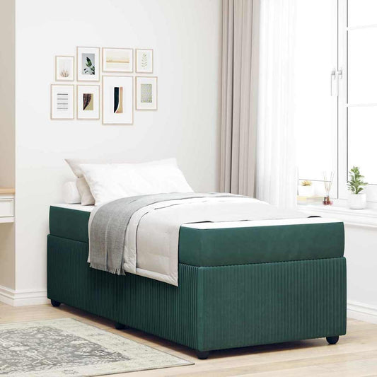 Struttura letto con materasso Verde scuro 80 x 200 cm Velluto