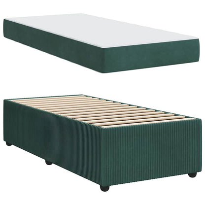 Struttura letto con materasso Verde scuro 80 x 200 cm Velluto