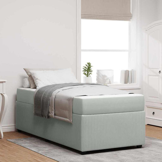Struttura letto con materasso Grigio chiaro 90 x 190 cm Velluto