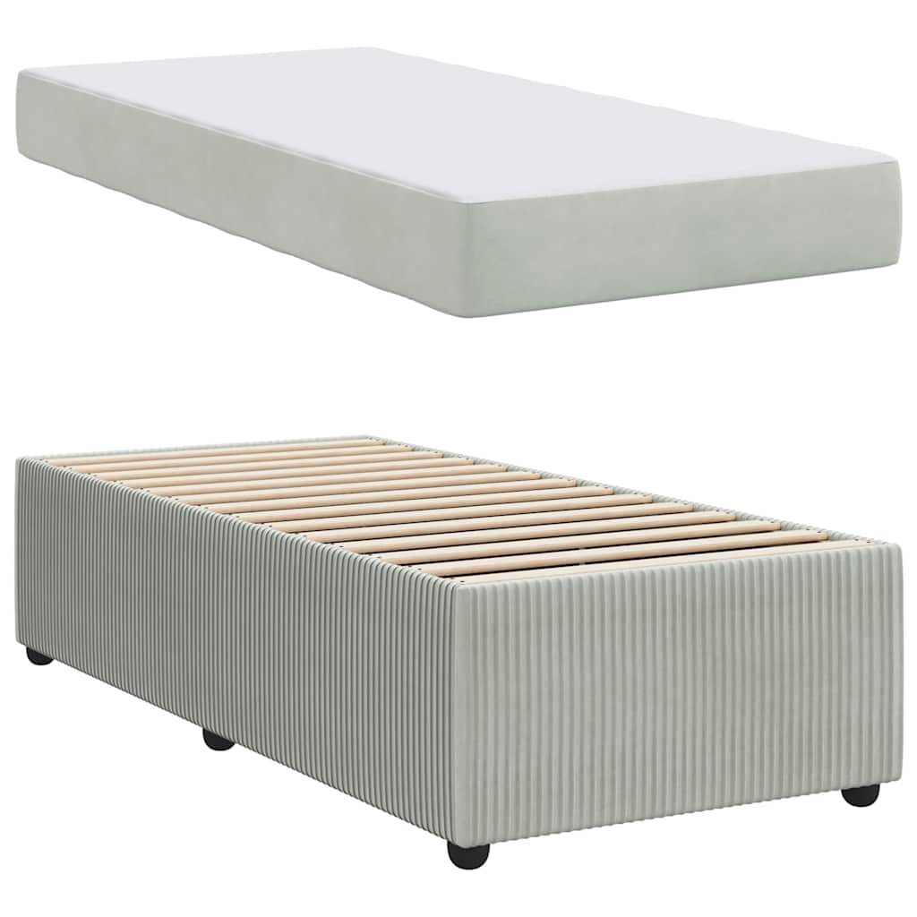 Struttura letto con materasso Grigio chiaro 90 x 190 cm Velluto