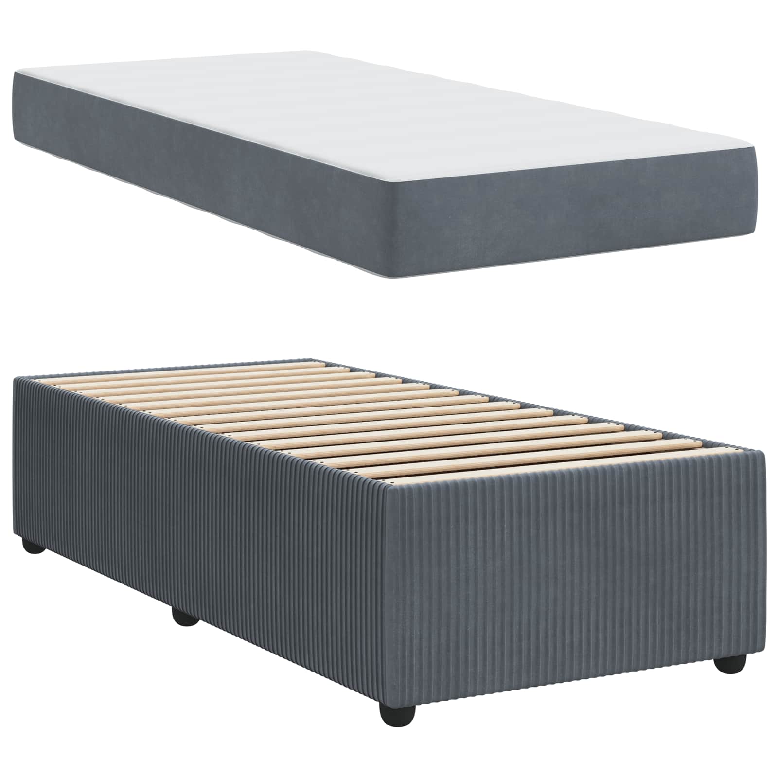 Struttura del letto Grigio scuro 90 x 190 cm Tessuto | homemem39