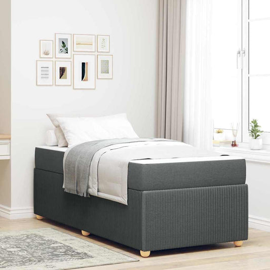 Struttura letto con materasso Grigio scuro 90 x 200 cm Tessuto