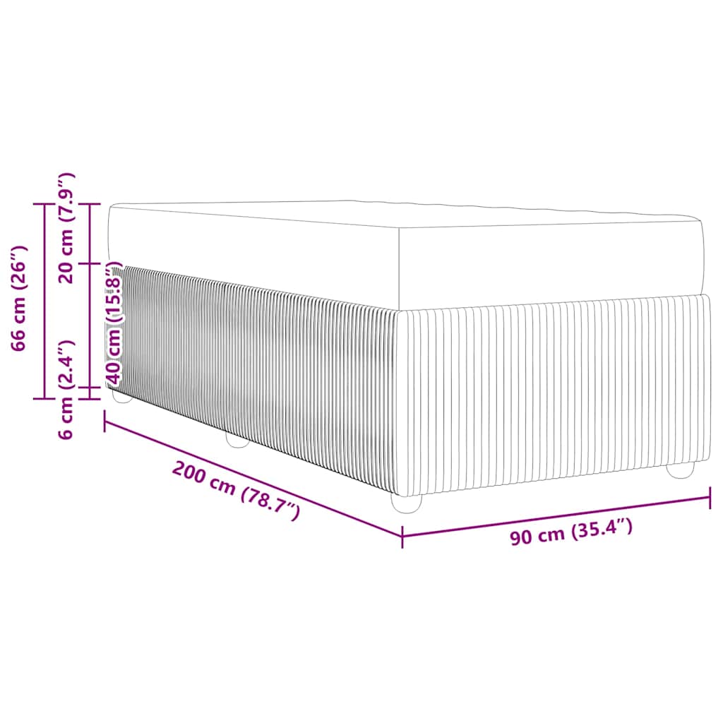 Struttura letto con materasso Crema 90 x 200 cm Tessuto
