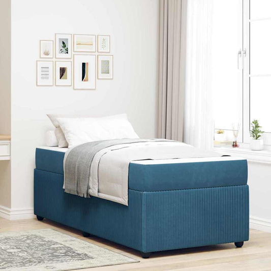 Struttura letto con materasso Blu 90 x 200 cm Velluto