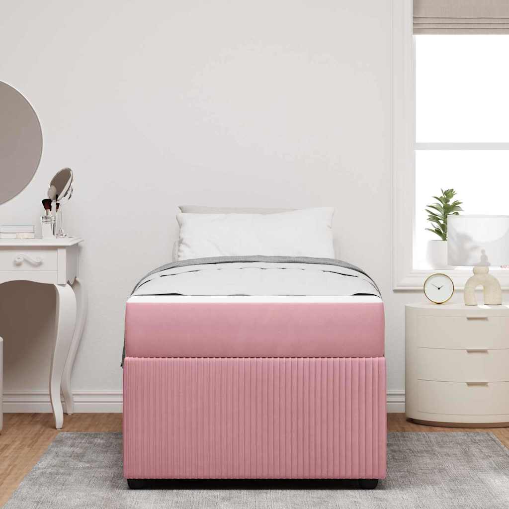 Struttura del letto con materasso Rosa 90 x 200 cm Tessuto | homemem39