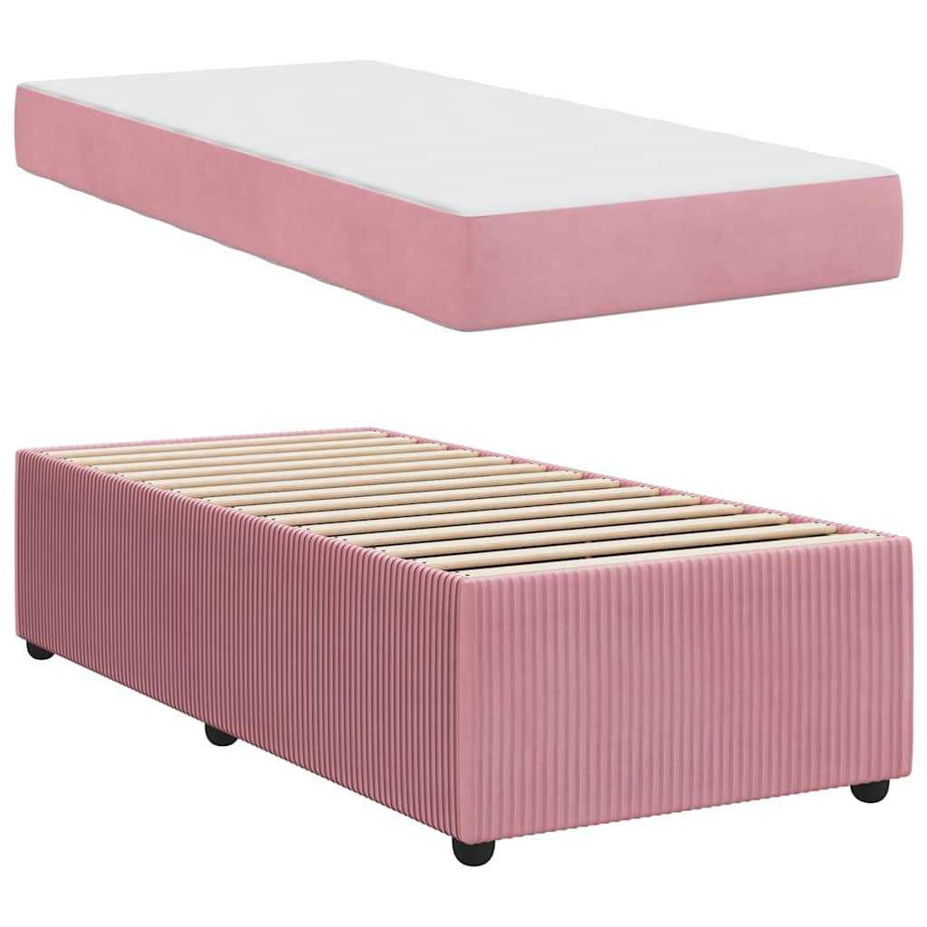 Struttura del letto con materasso Rosa 90 x 200 cm Tessuto | homemem39