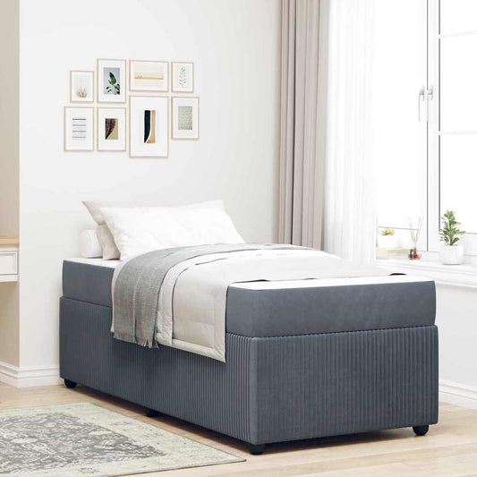 Struttura letto con materasso Grigio scuro 100 x 200 cm Velluto