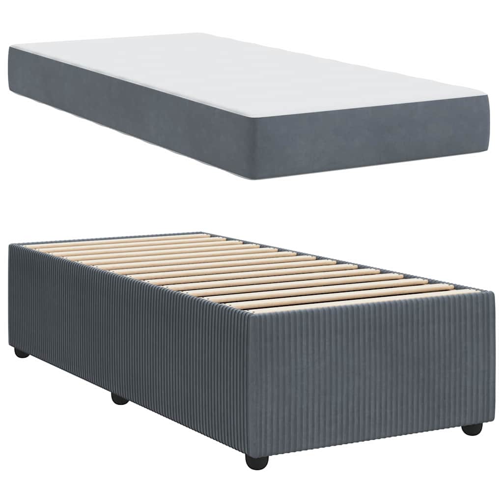 Struttura letto con materasso Grigio scuro 100 x 200 cm Velluto