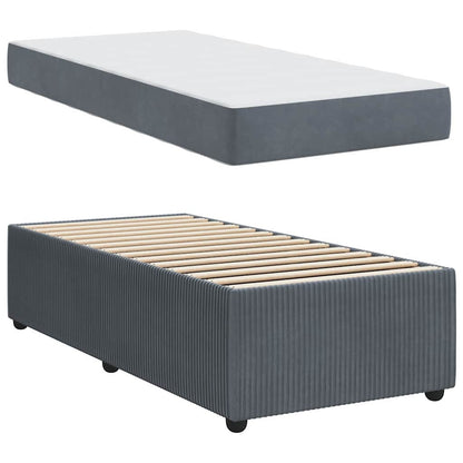 Struttura letto con materasso Grigio scuro 100 x 200 cm Velluto
