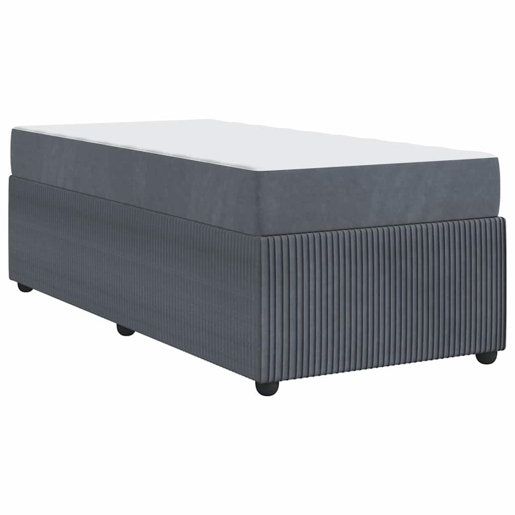 Struttura letto con materasso Grigio scuro 100 x 200 cm Velluto
