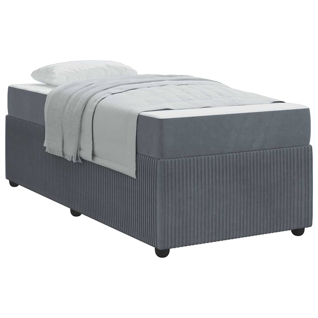Struttura letto con materasso Grigio scuro 100 x 200 cm Velluto