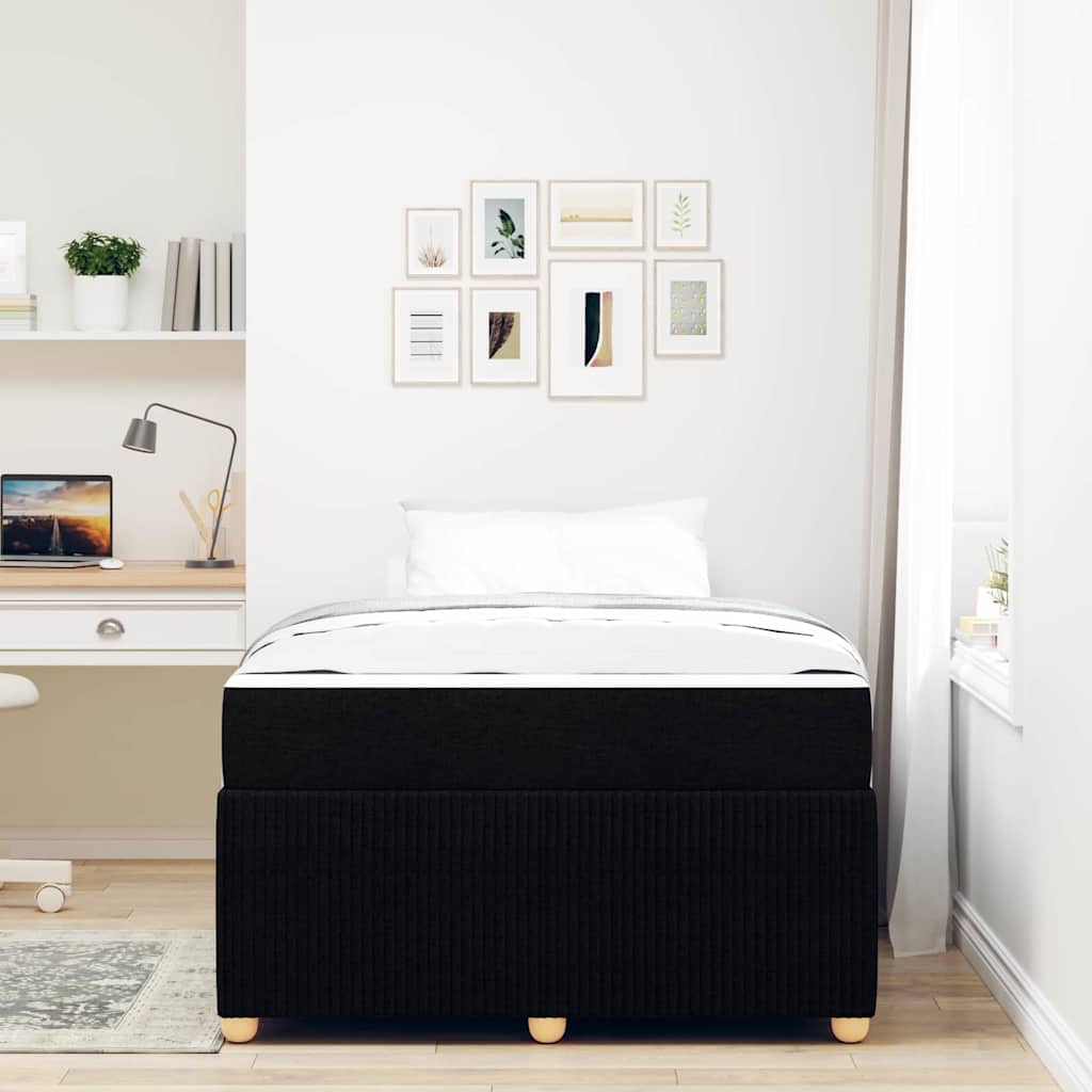 Struttura letto con materasso Nero 120 x 190 cm Tessuto