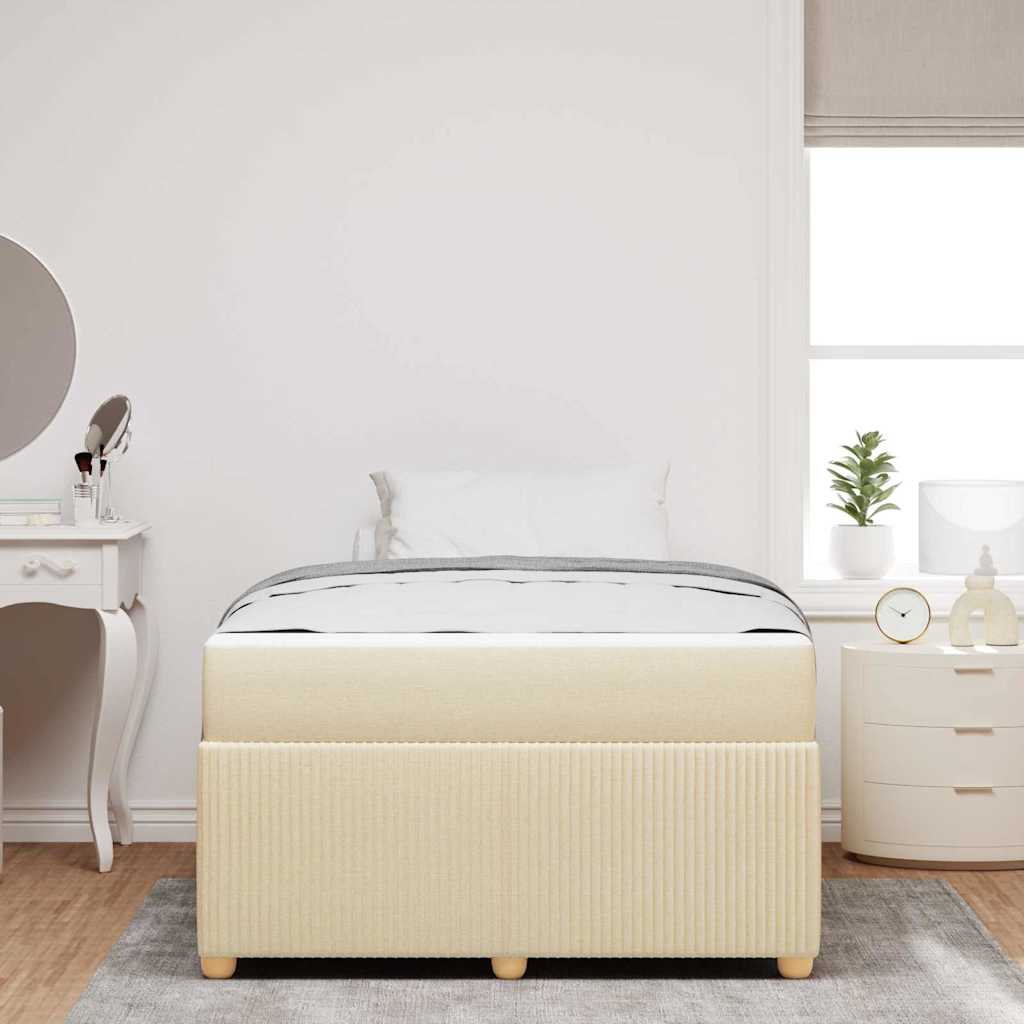 Struttura del letto con materasso Crema 120 x 190 cm Tessuto | homemem39