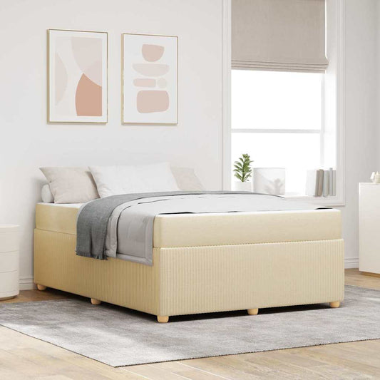 Struttura del letto con materasso Crema 140 x 200 cm Tessuto | homemem39