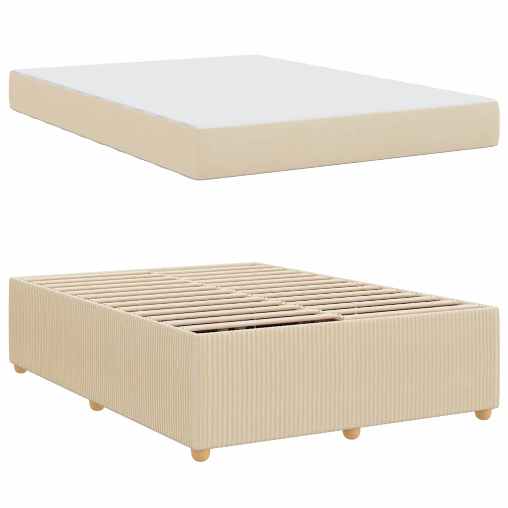 Struttura del letto con materasso Crema 140 x 200 cm Tessuto | homemem39