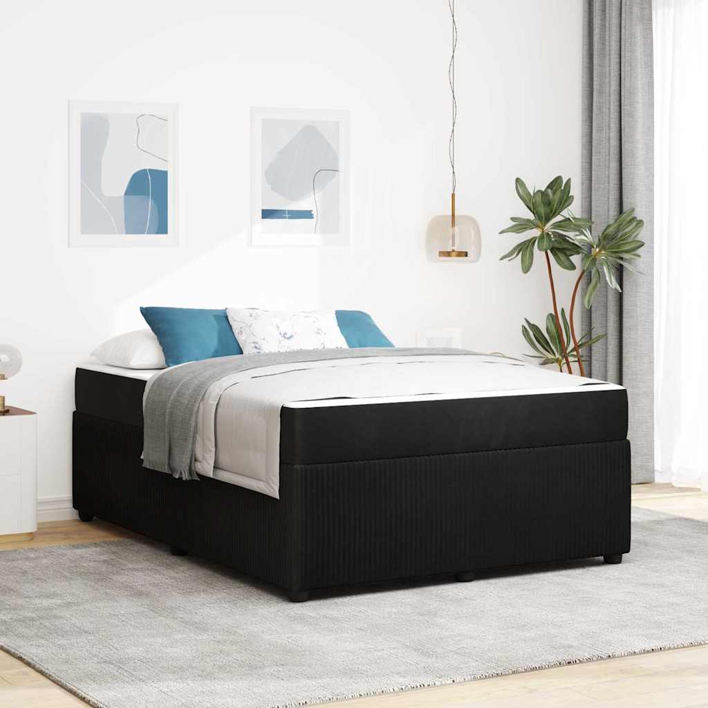 Struttura del letto con materasso Nero 140 x 200 cm Tessuto | homemem39