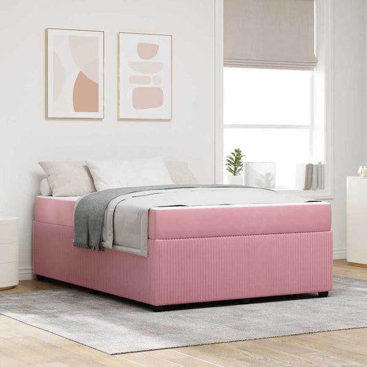Struttura letto con materasso Rosa 140 x 200 cm Velluto