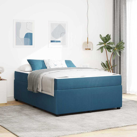 Struttura letto con materasso Blu 160 x 200 cm Velluto