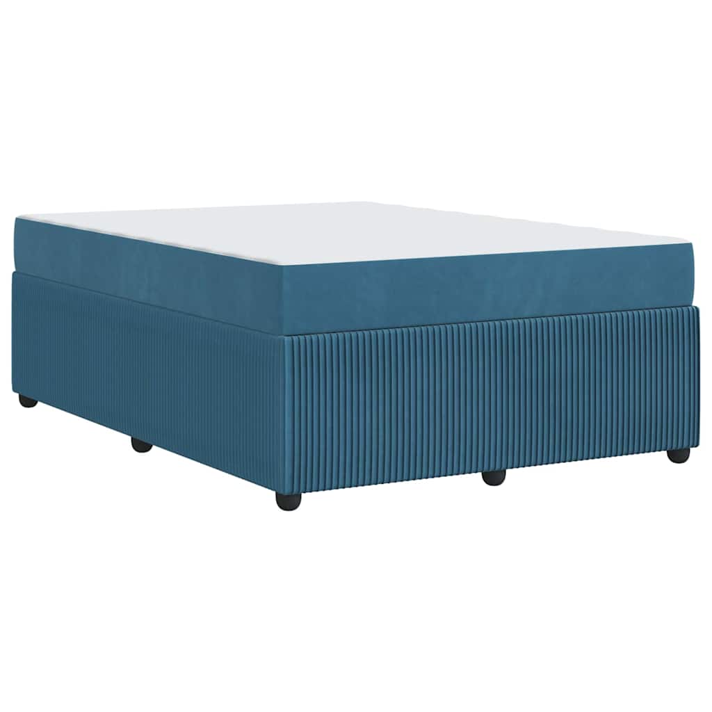 Struttura letto con materasso Blu 160 x 200 cm Velluto