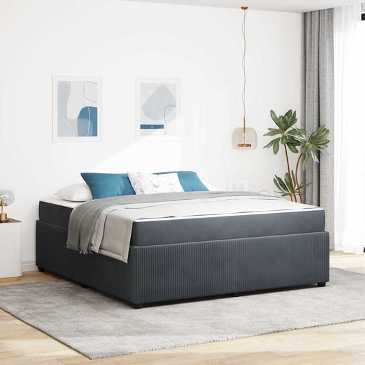 Struttura letto con materasso Grigio scuro 180 x 200 cm Velluto
