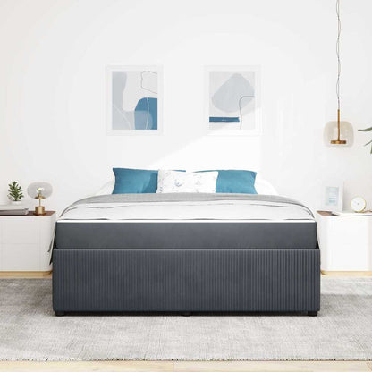 Struttura letto con materasso Grigio scuro 180 x 200 cm Velluto