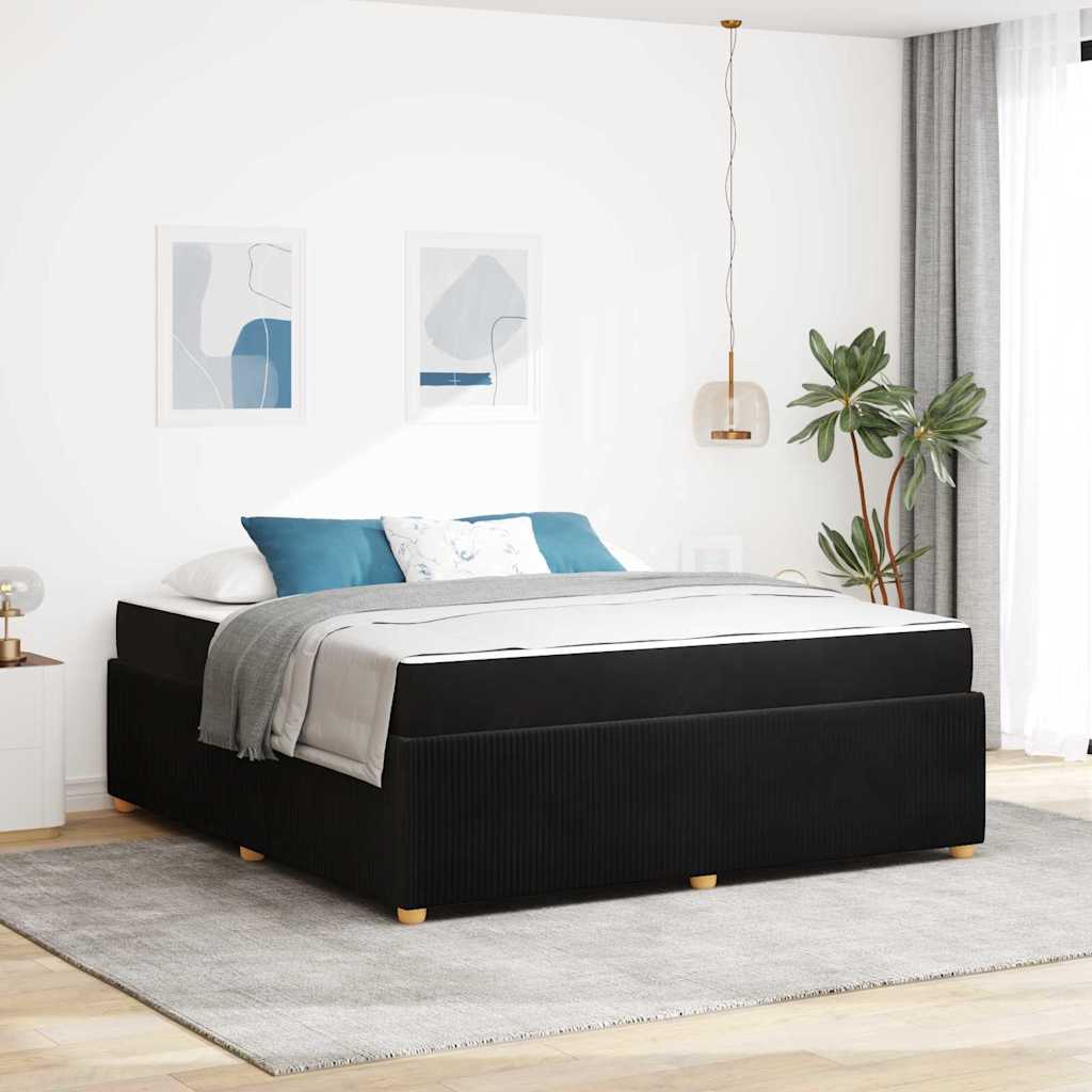 Struttura del letto con materasso Nero 180 x 200 cm Tessuto | homemem39