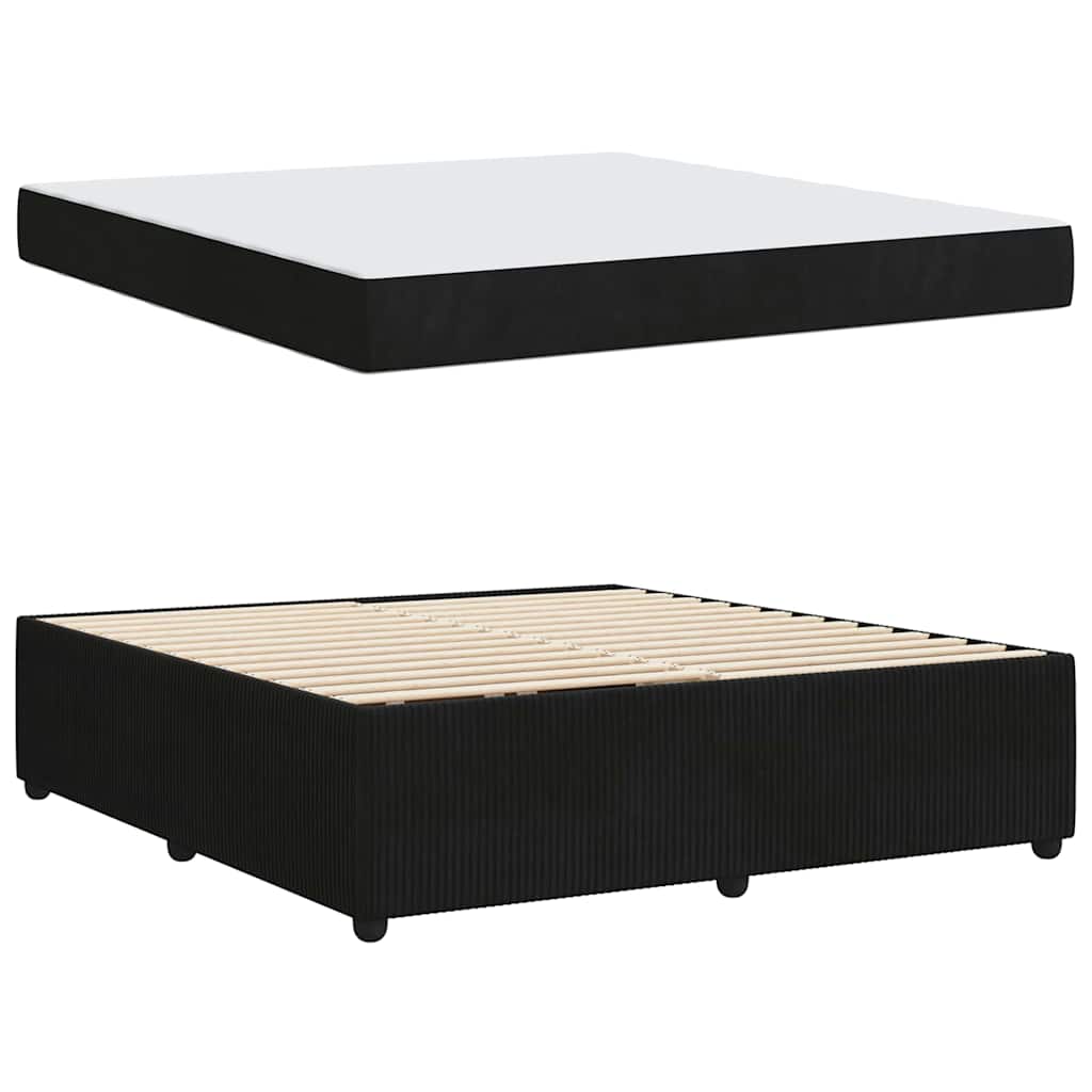 Struttura del letto con materasso Nero 180 x 200 cm Tessuto | homemem39