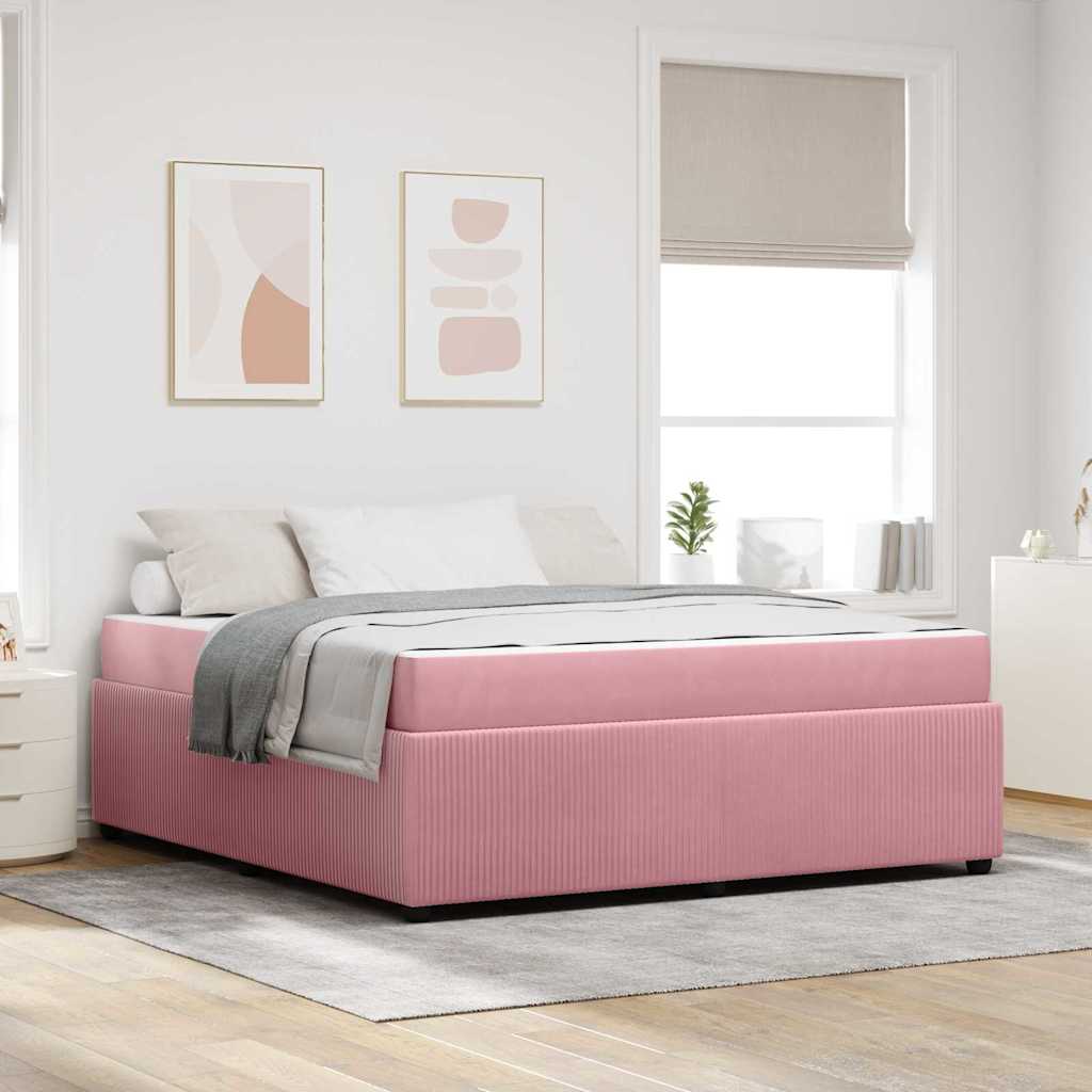 Struttura del letto con materasso Rosa 180 x 200 cm Tessuto | homemem39