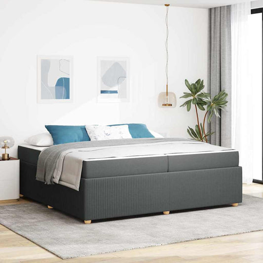 Struttura letto con materasso Grigio scuro 200 x 200 cm Tessuto
