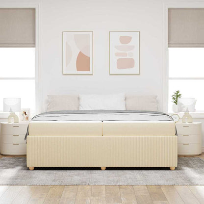 Struttura del letto con materasso Crema 200 x 200 cm Tessuto | homemem39