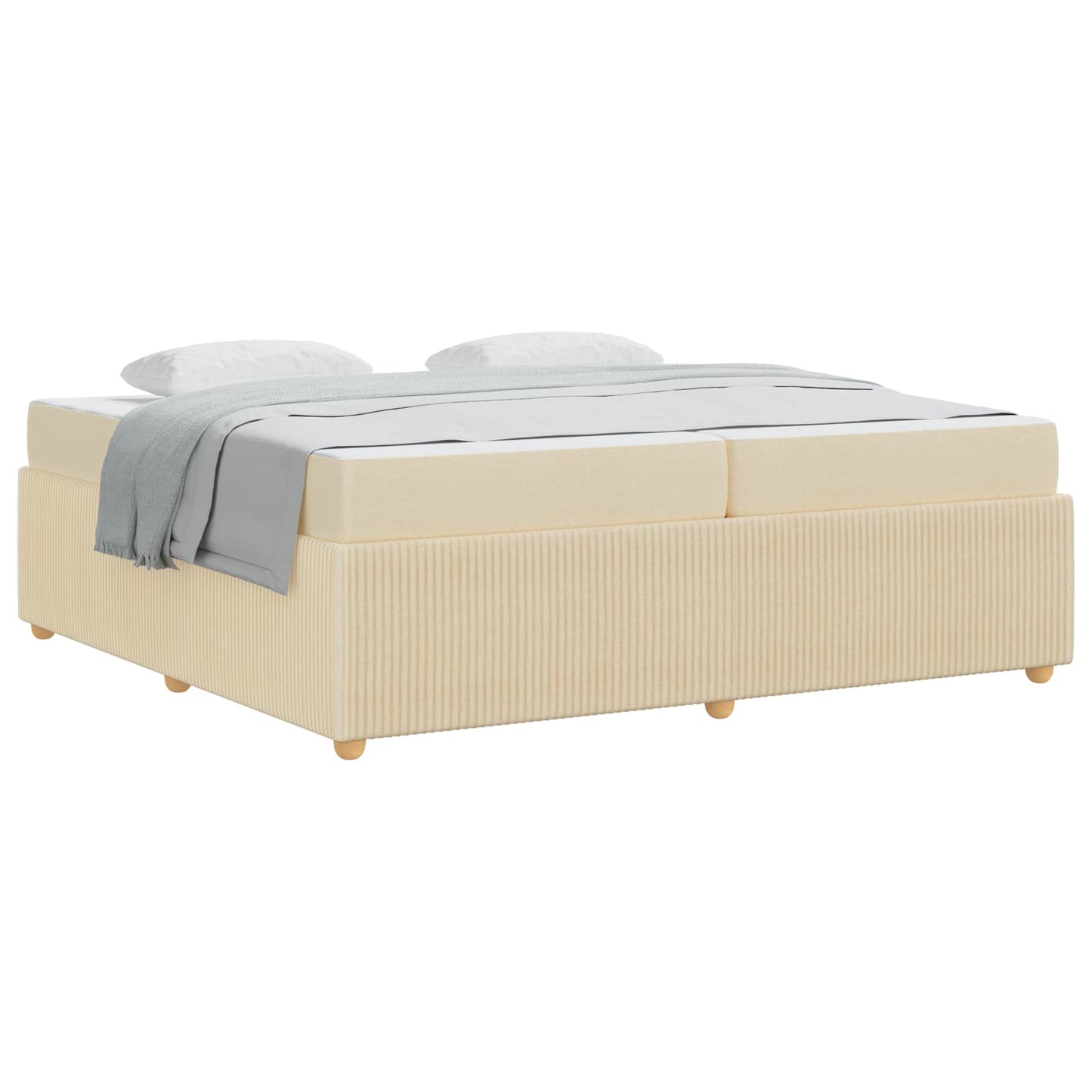 Struttura del letto con materasso Crema 200 x 200 cm Tessuto | homemem39