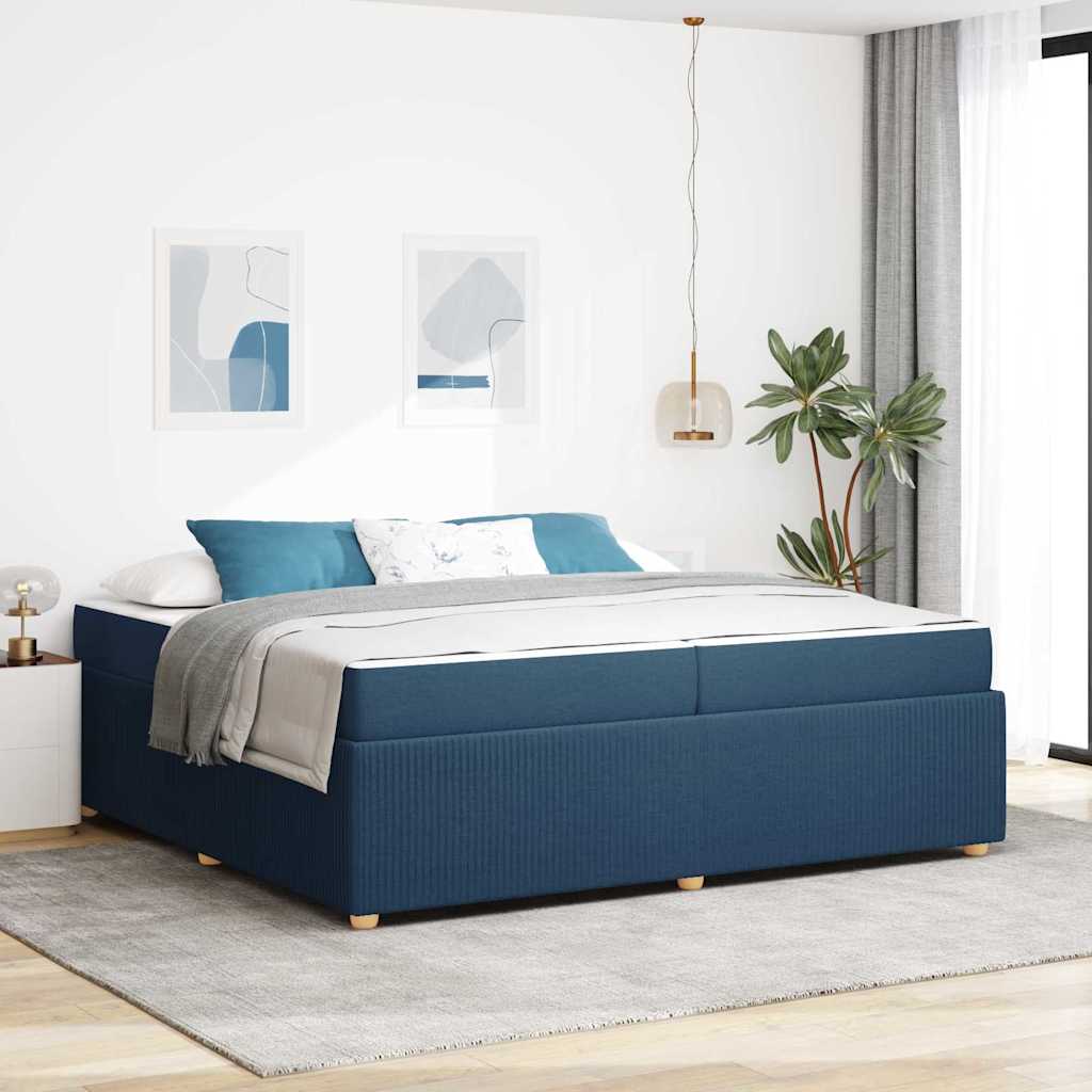 Struttura del letto con materasso Blu 200 x 200 cm Tessuto | homemem39