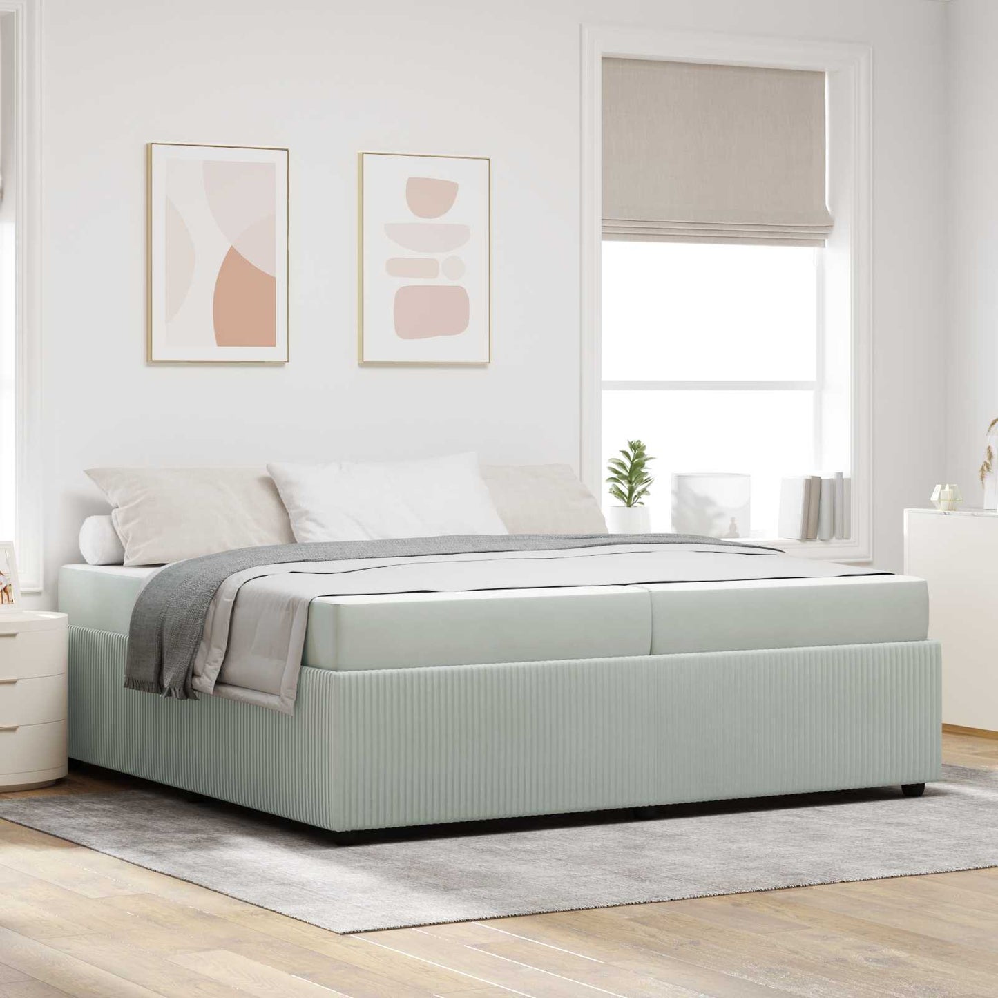 Struttura del letto Grigio chiaro 200 x 200 cm Tessuto | homemem39
