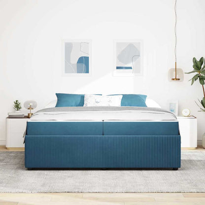 Struttura del letto con materasso Blu 200 x 200 cm Tessuto | homemem39