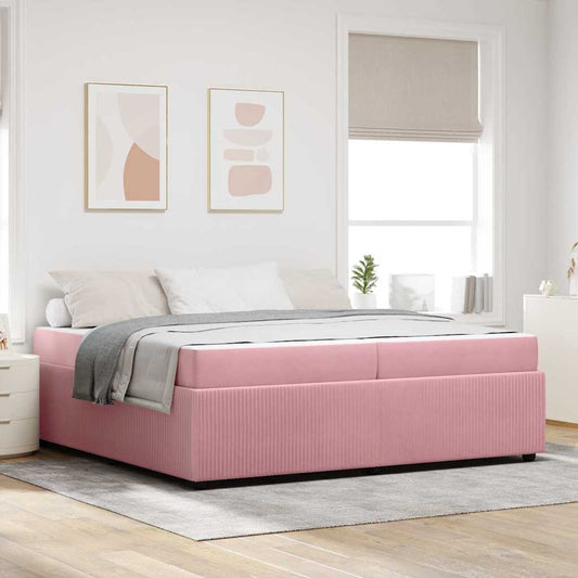 Struttura letto con materasso Rosa 200 x 200 cm Velluto