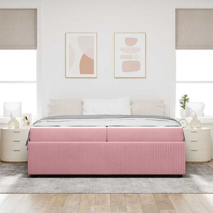 Struttura letto con materasso Rosa 200 x 200 cm Velluto