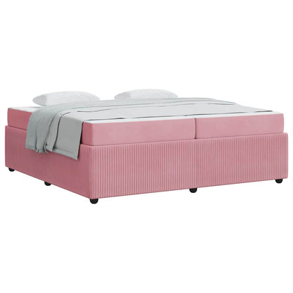 Struttura letto con materasso Rosa 200 x 200 cm Velluto