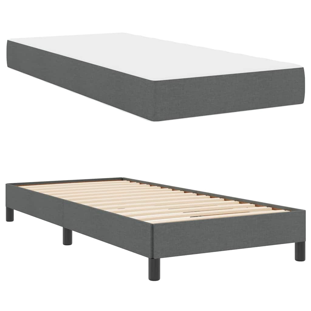 Letto a molle con materasso Grigio scuro 90 x 190 cm Tessuto | homemem39