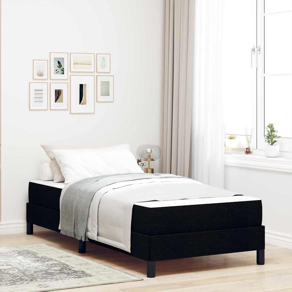 Letto a molle con materasso Nero 90 x 190 cm Tessuto