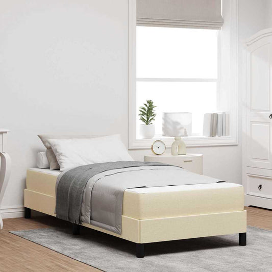 Letto a molle con materasso Crema 90 x 190 cm Tessuto
