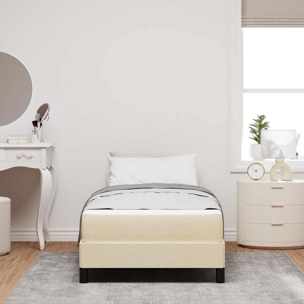 Letto a molle con materasso Crema 90 x 190 cm Tessuto