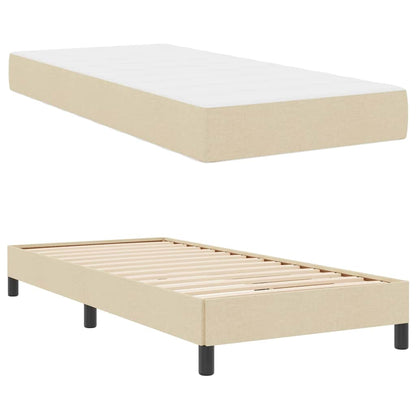 Letto a molle con materasso Crema 90 x 190 cm Tessuto