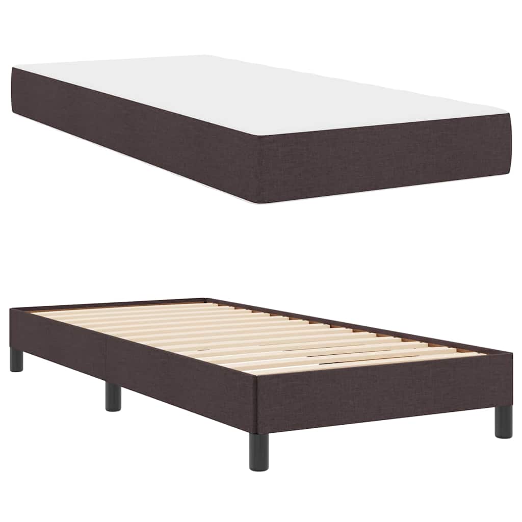 Letto a molle con materasso Marrone scuro 90 x 200 cm Tessuto